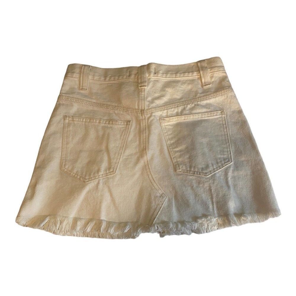 Free People We the Free White Sidecar Mini Skirt Denim Raw Edge NEW SZ 24 - Picture 2 of 8
